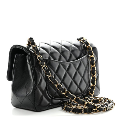 Lambskin Quilted Mini Rectangular Flap Black