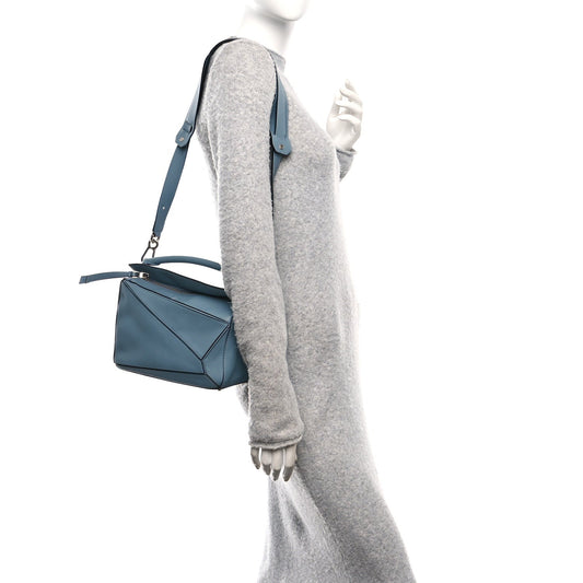 Calfskin Small Puzzle Bag Stone Blue