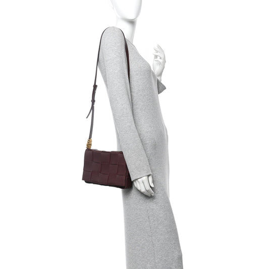 Grained Calfskin Maxi Intrecciato Cassette Crossbody Bag Bordeaux