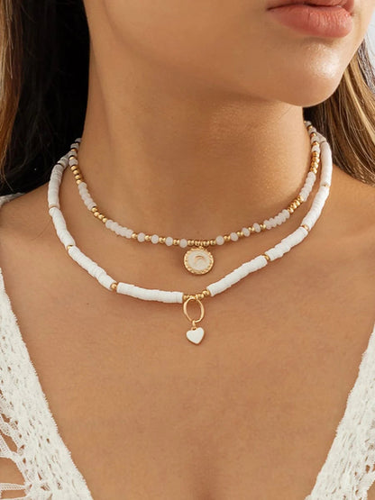 Collar de cristal con forma de corazón bohemio 
