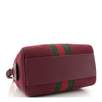 GG Supreme Monogram Textured Dollar Calfskin Web Super Mini Ophidia Top Handle Bowler Bag Rosso Ancora