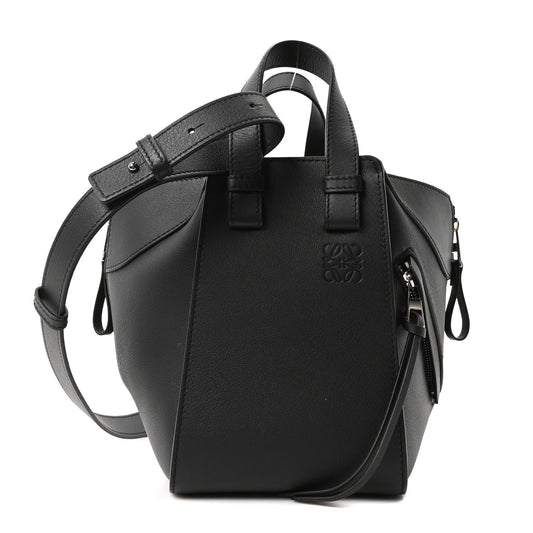 Soft Grained Calfskin Compact Hammock Shoulder Bag Black