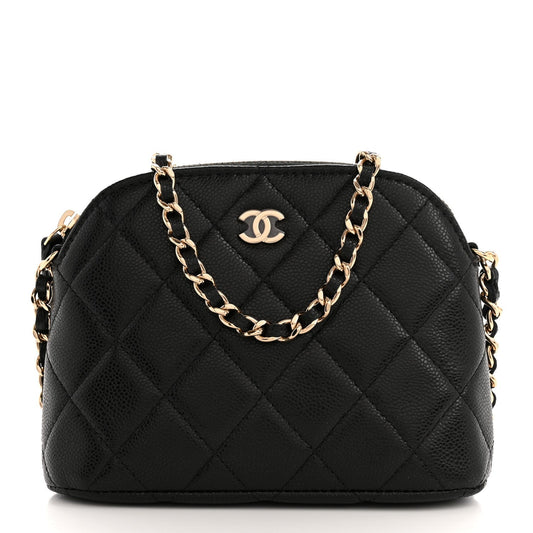 Caviar Quilted Classic Clutch With Chain Black