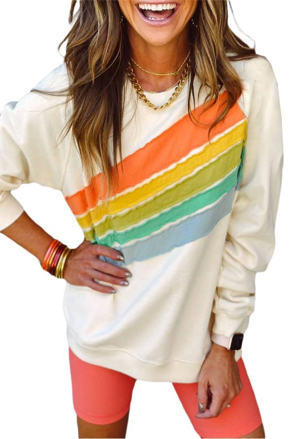 Sudadera con bloques de color arcoíris albaricoque 