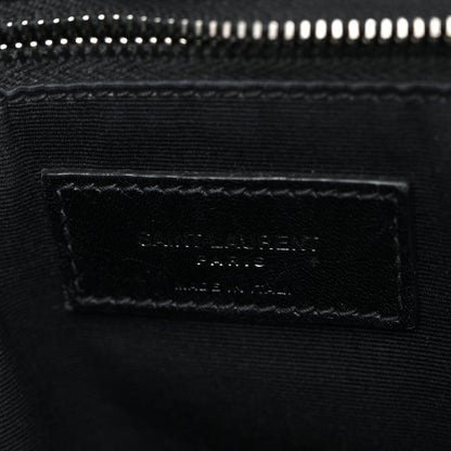Crinkled Calfskin Matelasse Monogram Medium Niki Chain Satchel Black