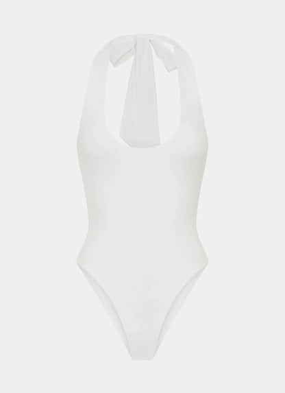 Set The Scene Halter Bodysuit - White