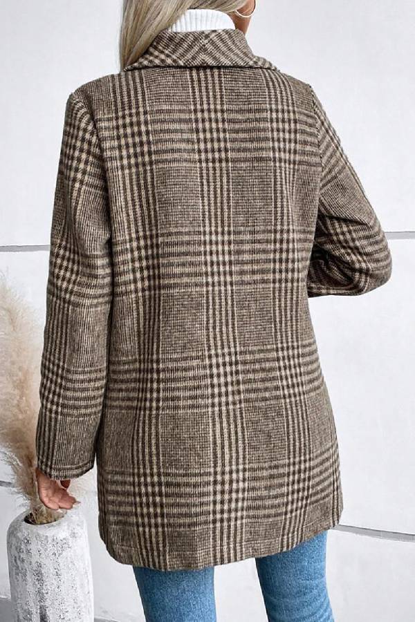 Chaqueta de manga larga con cuello a cuadros de Style Collection