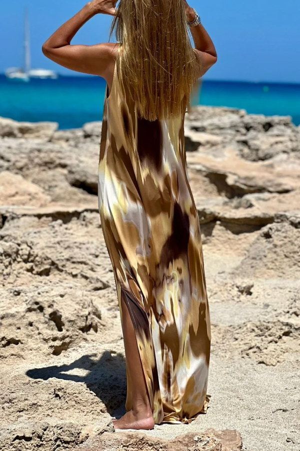 Vestido de tirantes estampado multicolor