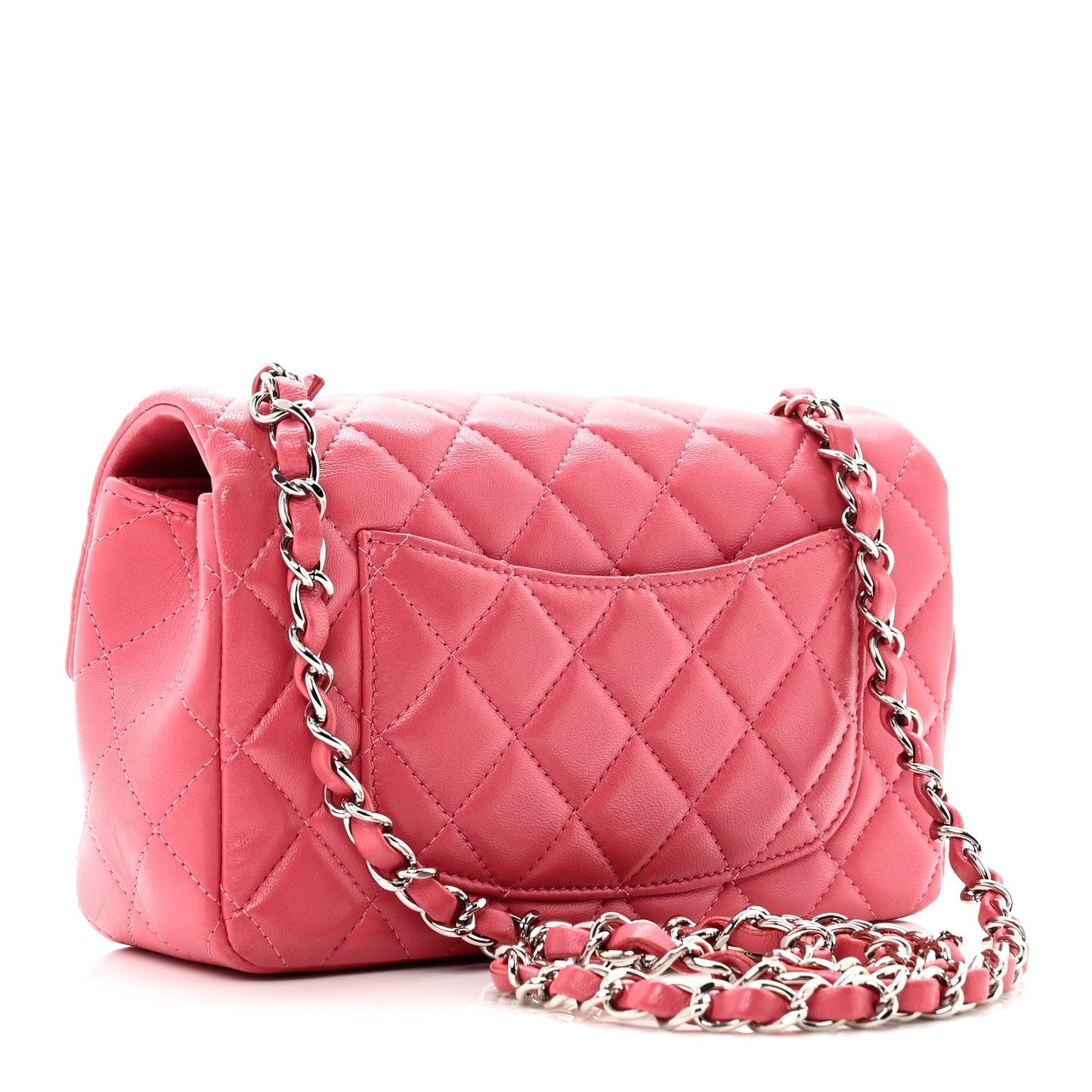 Lambskin Quilted Mini Rectangular Flap Pink