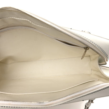 Lambskin Stitched Chocolate Bar Shoulder Bag White