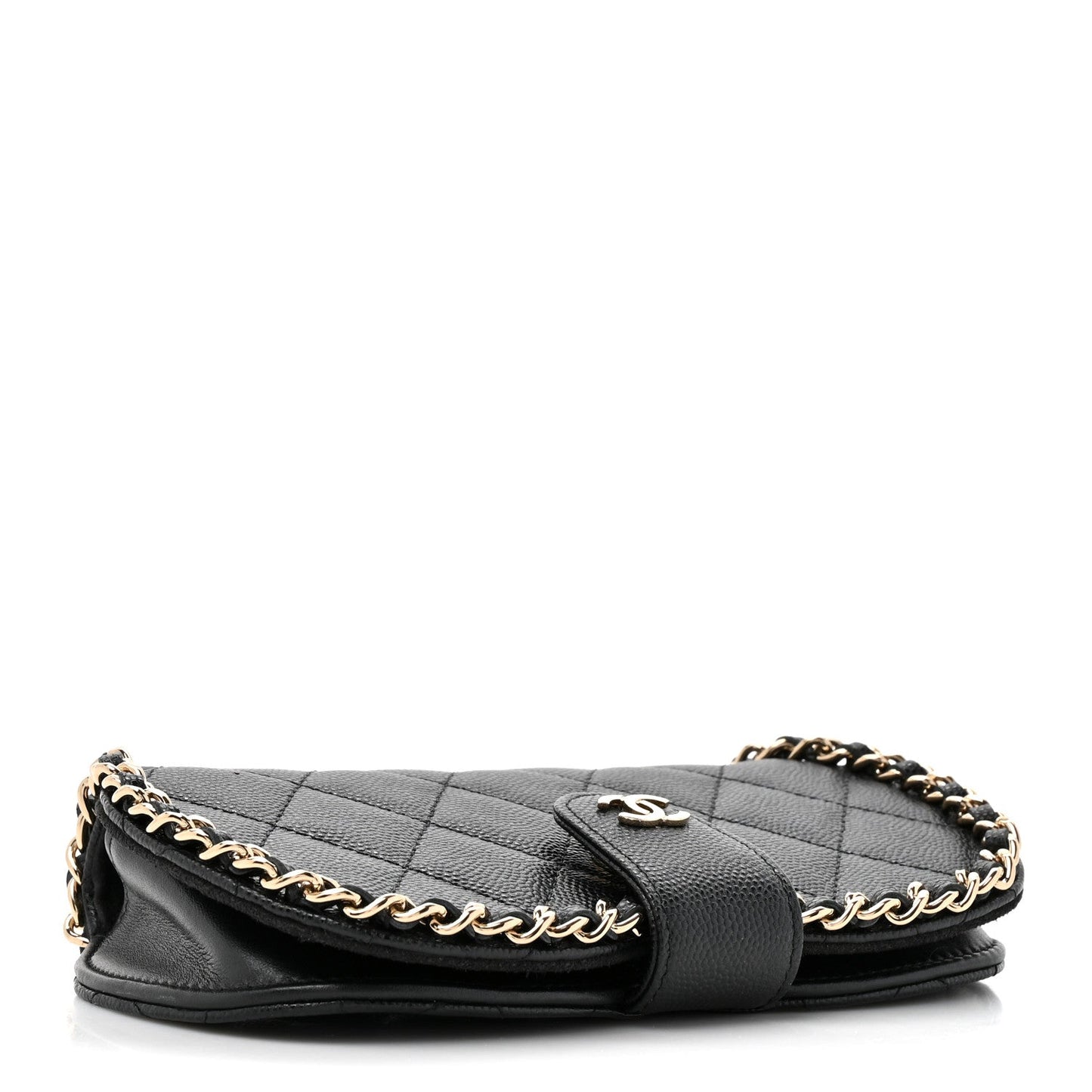 Caviar Quilted Chain Glasses Case Black