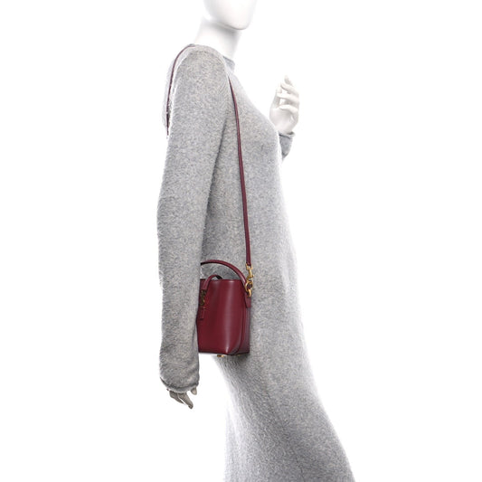 Shiny Calfskin Le 37 Mini Bucket Bag Rouge Merlot