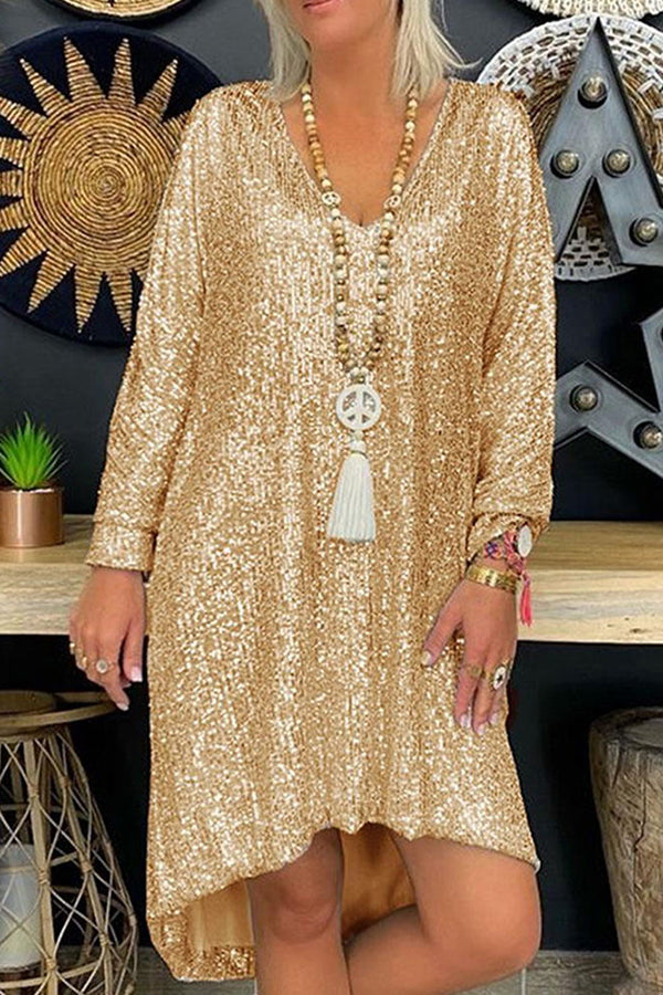 Vestido mini holgado con lentejuelas de No me olvides