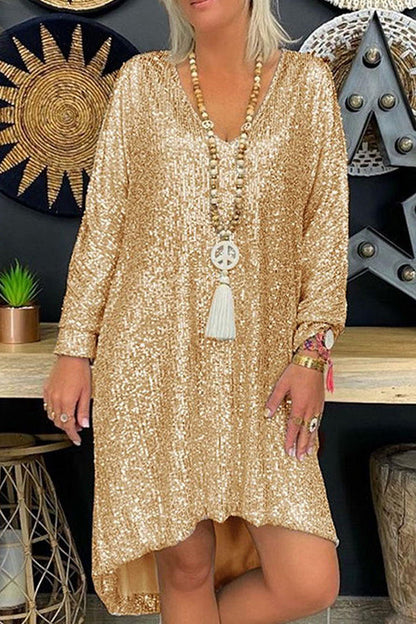 Vestido mini holgado con lentejuelas de No me olvides
