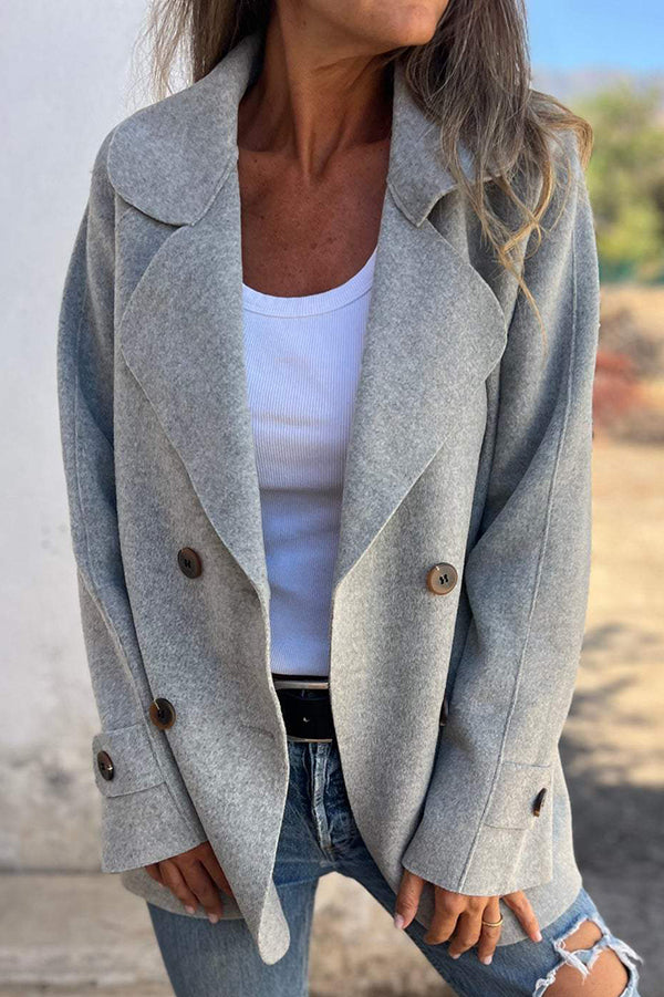 Chaqueta informal de manga larga con botones y solapa de color liso