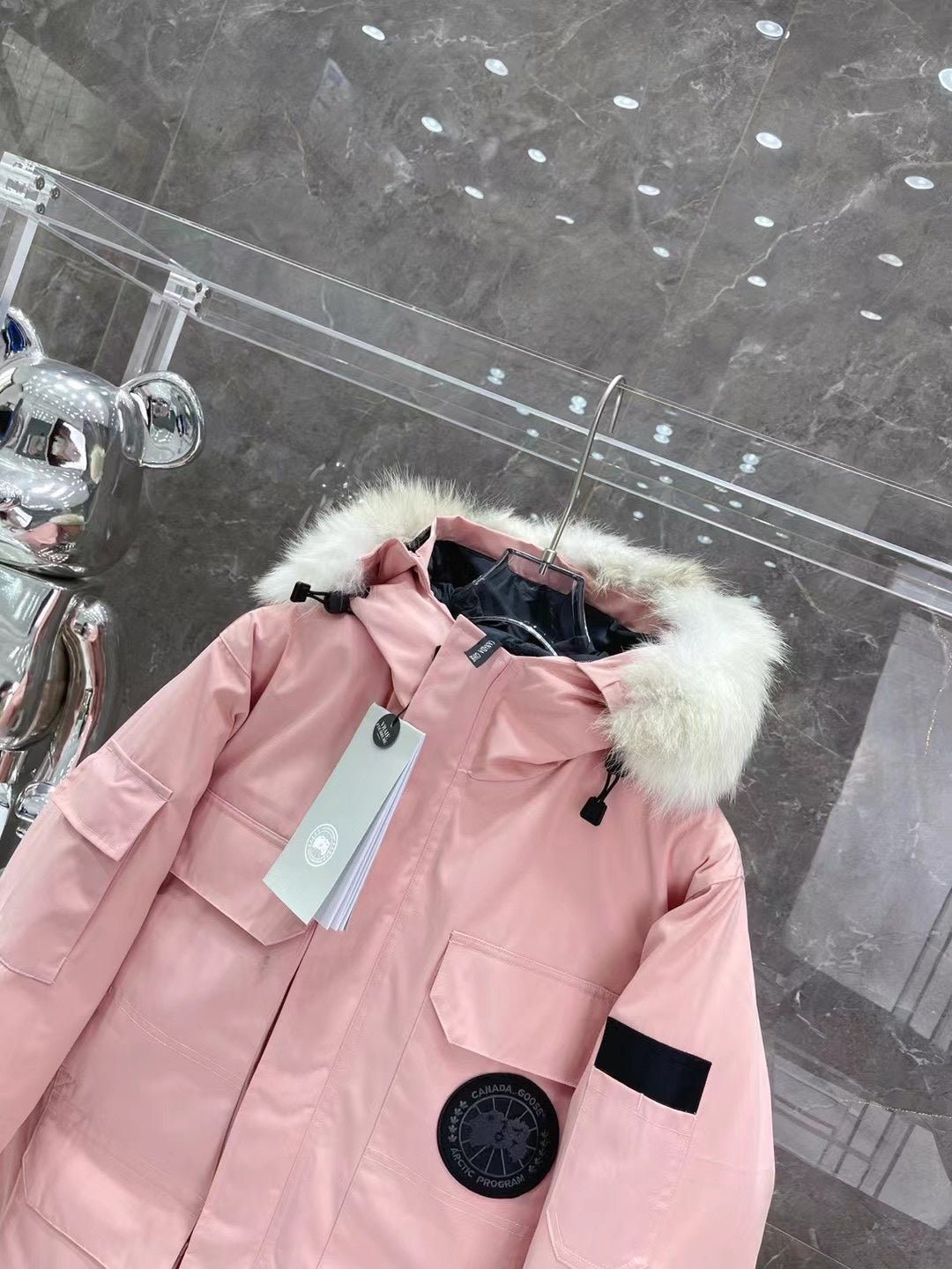C. Goose Bomber Jacket Light Pink Polyester 0033
