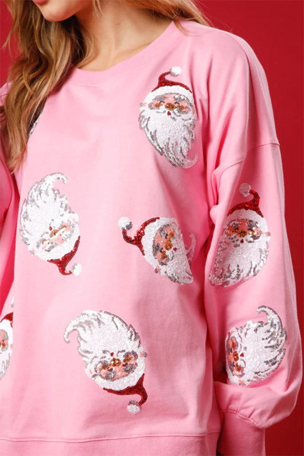 Sudadera informal holgada con cuello redondo y lentejuelas de Halloween