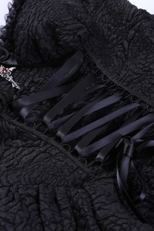 Black Strap Mini Gothic Dress