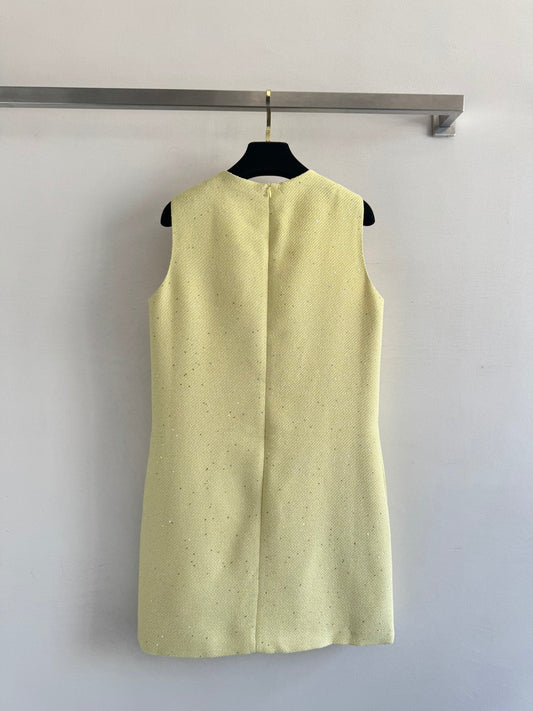 CC Sleeveless Dress Light Yellow Viscose Silk Wool 352986
