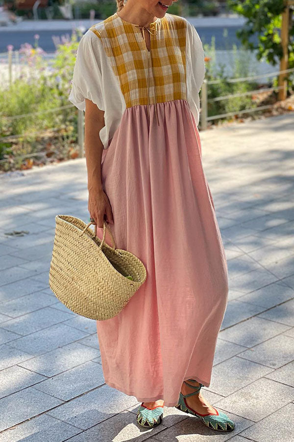 Vestido con mangas dolman y paneles a cuadros