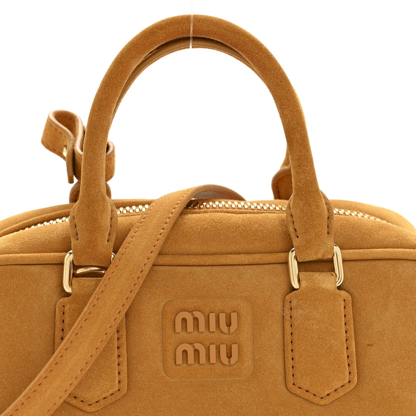Suede Padded Regular Arcadie Top Handle Bag Whiskey
