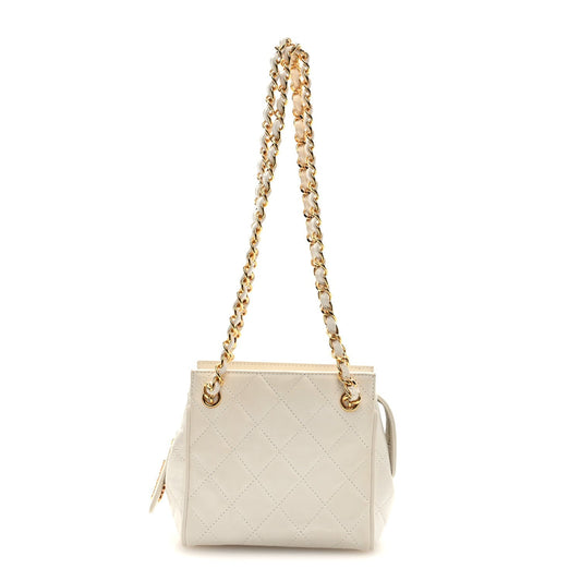 Lambskin Quilted Shoulder Bag White