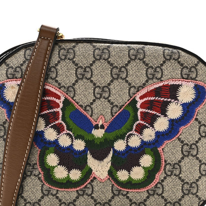 GG Supreme Monogram Butterfly Embroidered Mini Chain Shoulder Bag Beige Tuscany