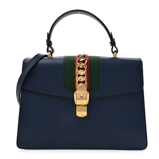 Calfskin Medium Sylvie Top Handle Bag Blue