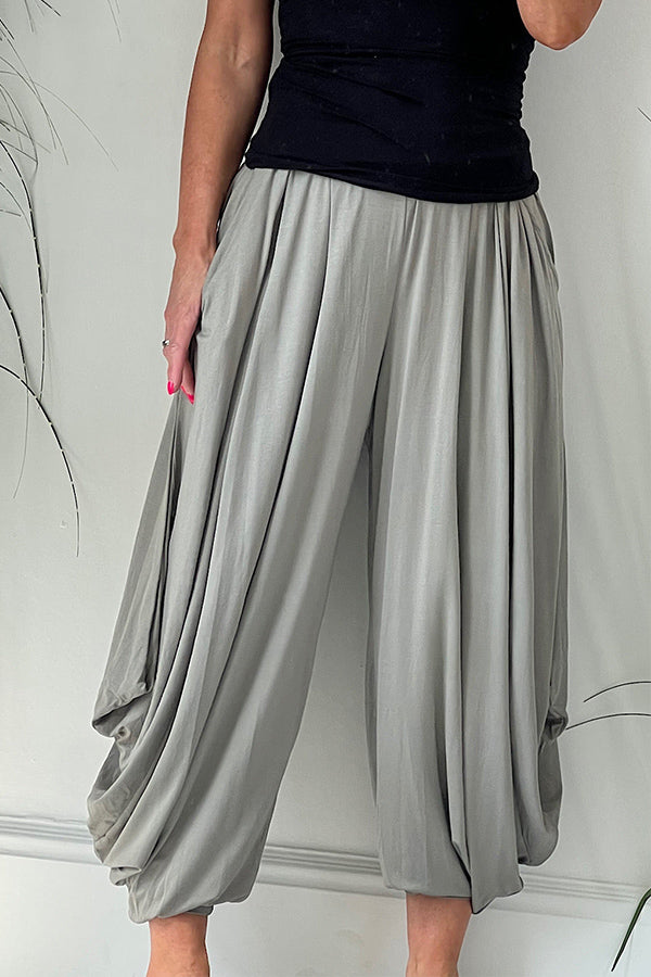 Pantalones holgados estilo harén con bolsillos y cintura elástica súper cómodos