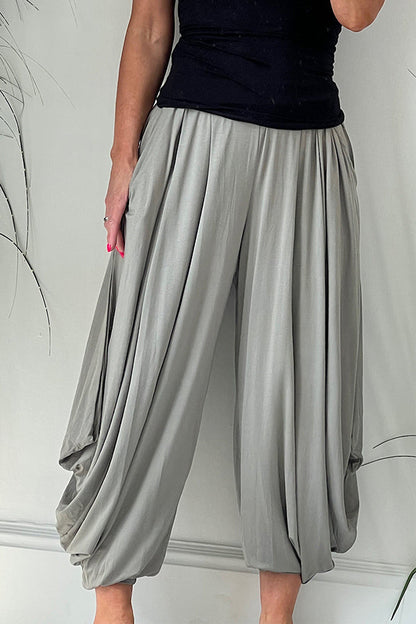 Pantalones holgados estilo harén con bolsillos y cintura elástica súper cómodos