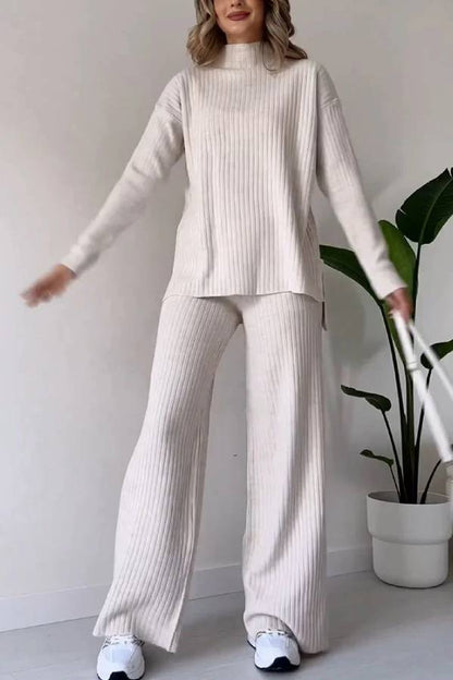 Conjunto casual de dos piezas con abertura elegante