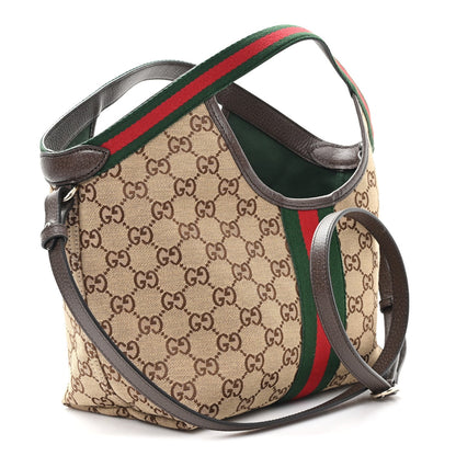 Monogram Web Small Giglio Tote Bag Beige Dark Brown