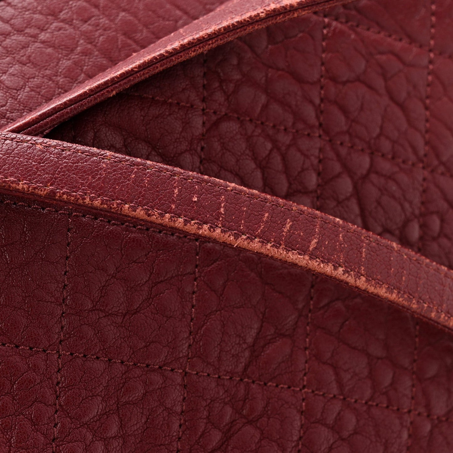 Crumpled Lambskin Quilted Large Tote Burgundy