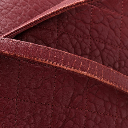 Crumpled Lambskin Quilted Large Tote Burgundy