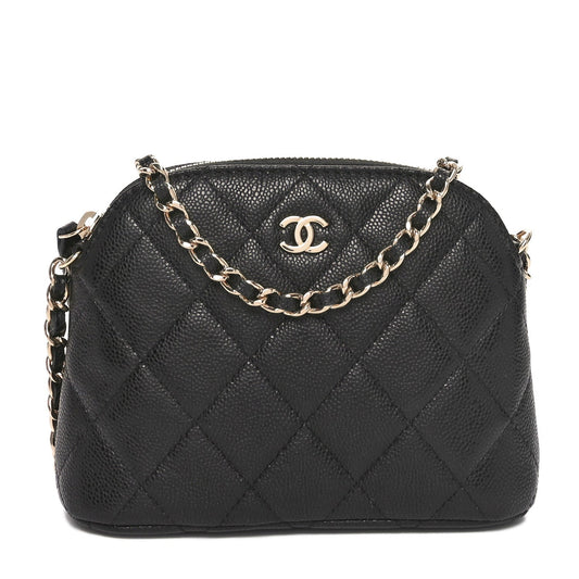 Caviar Quilted Classic Clutch With Chain Black