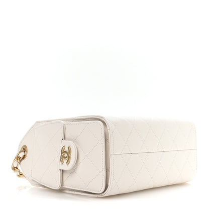 Caviar Quilted Mini Chanel 25 Handbag White