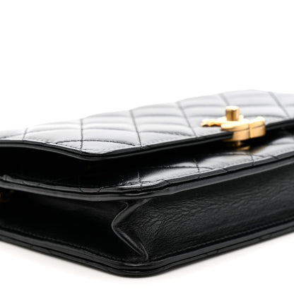 Calfskin Quilted Perfect Fit Wallet On Chain WOC Black