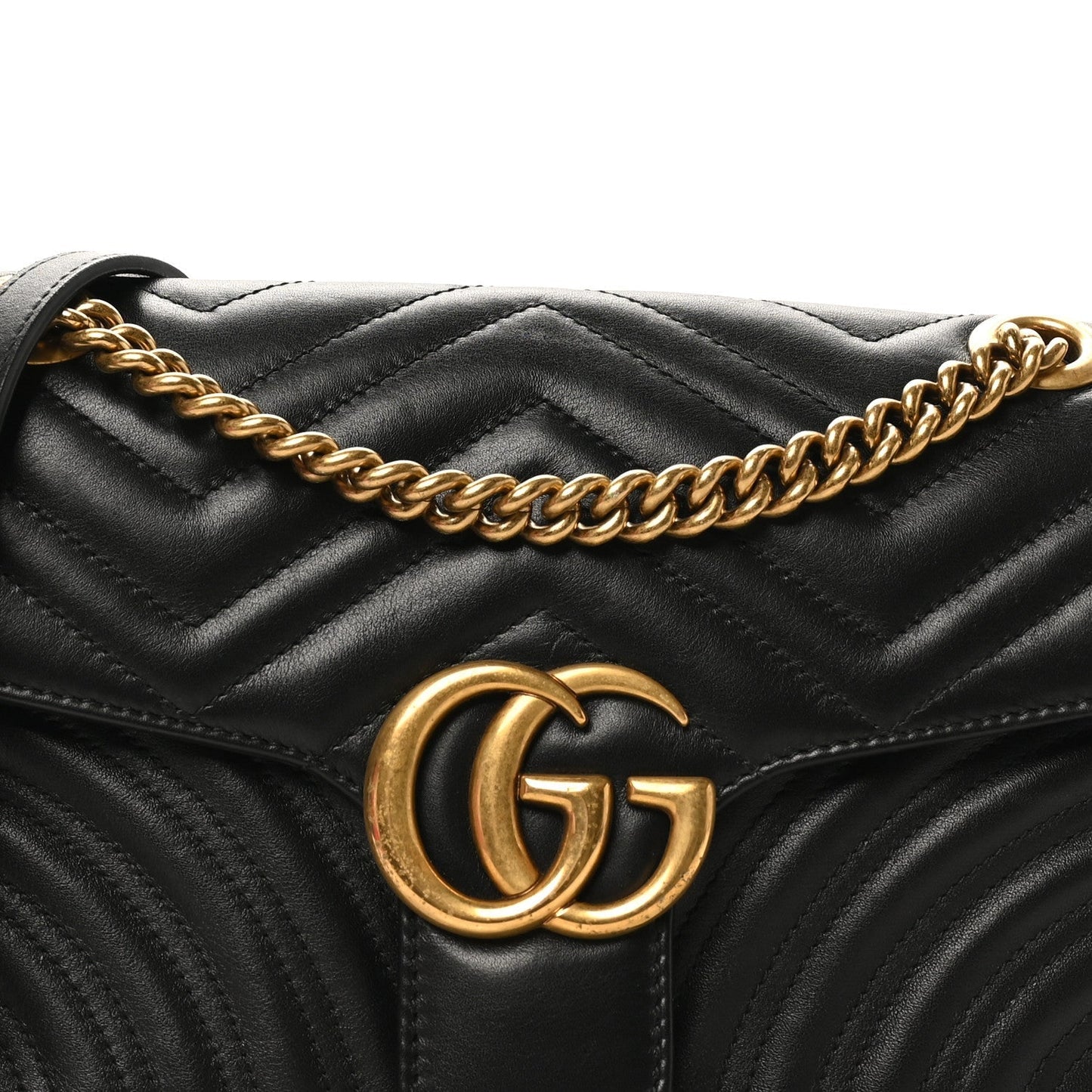 Calfskin Matelasse Small GG Marmont Shoulder Bag Black