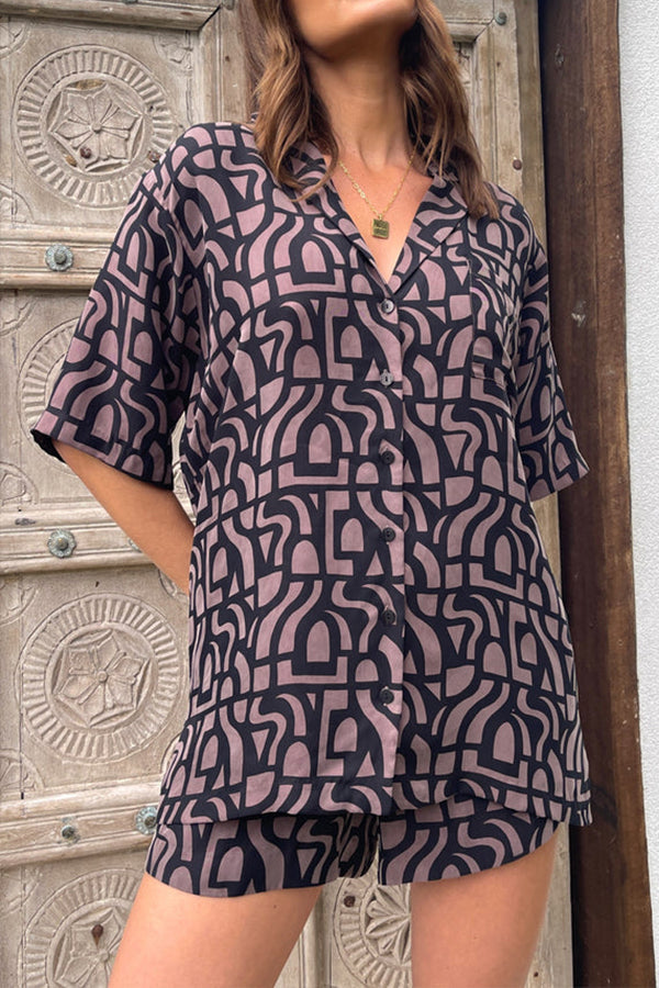 Conjunto corto Yves Cupro con estampado Goya