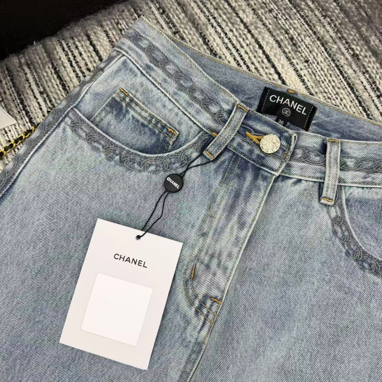 CC Ready-to-Wear Wide-leg Light Blue Denim Jeans 349031