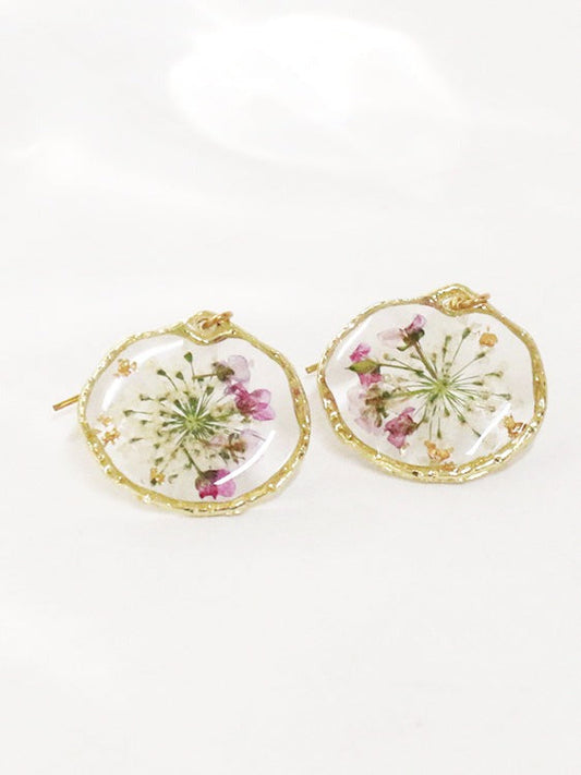 Pendientes de flores secas estilo campestre retro