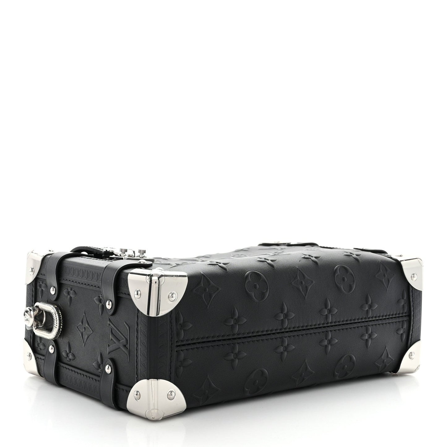 Calfskin Debossed Monogram Side Trunk Black