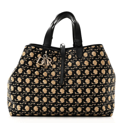Raffia Calfskin Cannage Large Toujours Black Beige