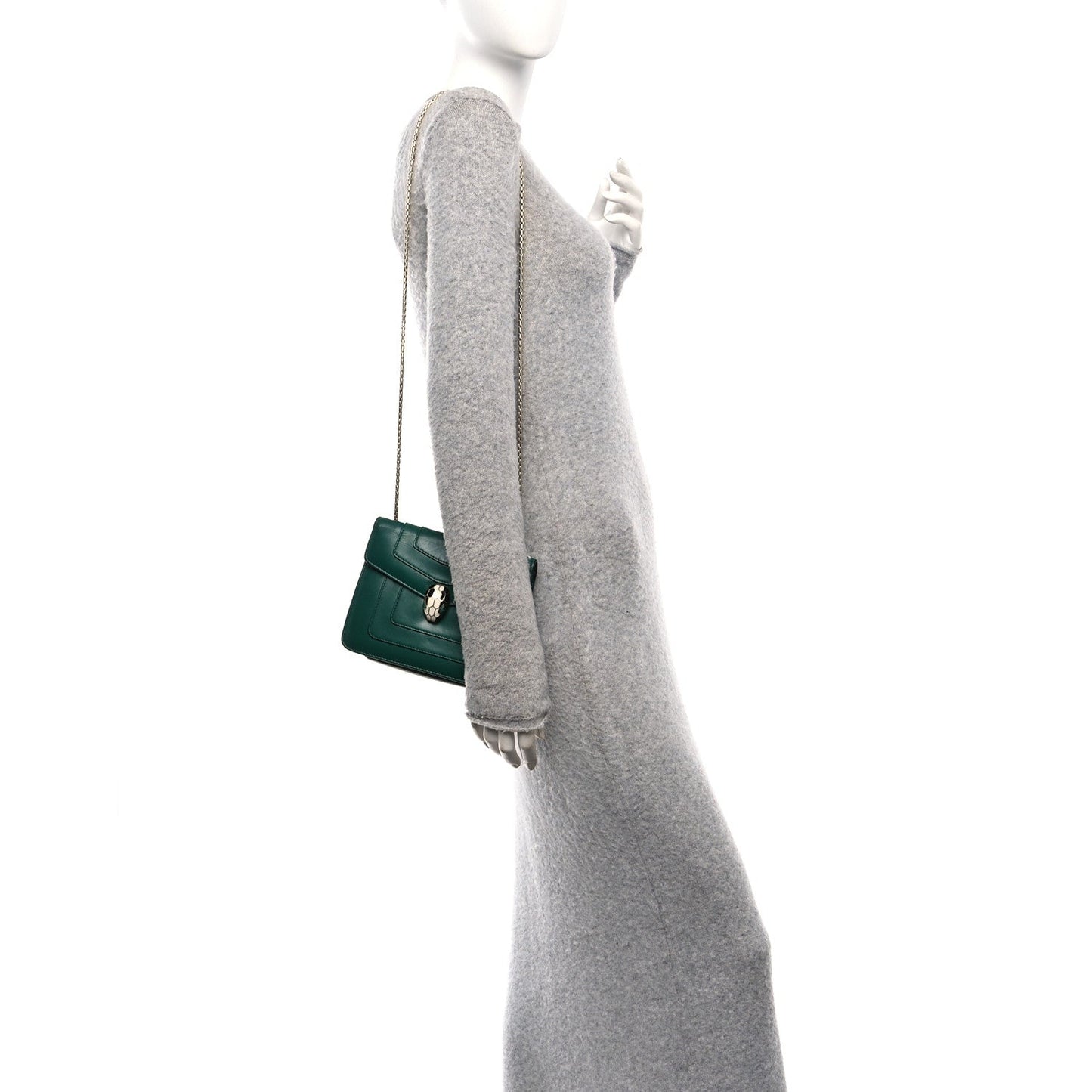 Calfskin Small Serpenti Forever Snake Strap Crossbody Bag Emerald Green