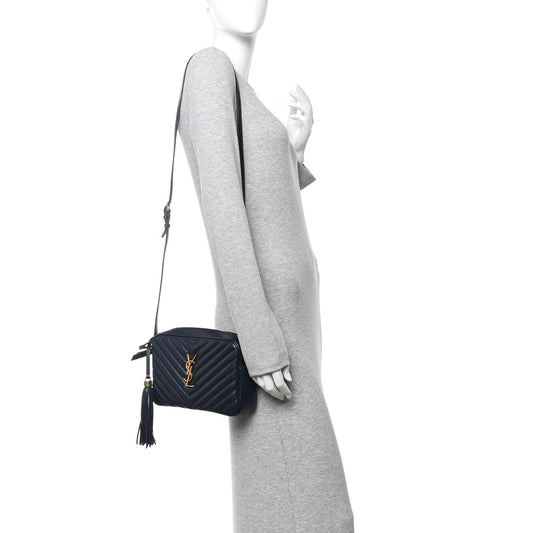 Calfskin Matelasse Monogram Lou Camera Bag Navy