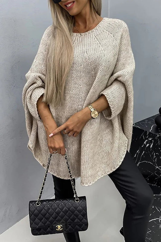 Suéter holgado tipo poncho de punto con cuello redondo Remember Me