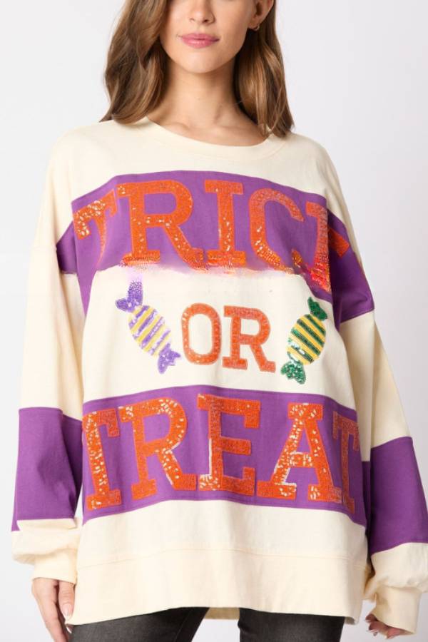 Sudadera informal con lentejuelas y letras de Halloween 