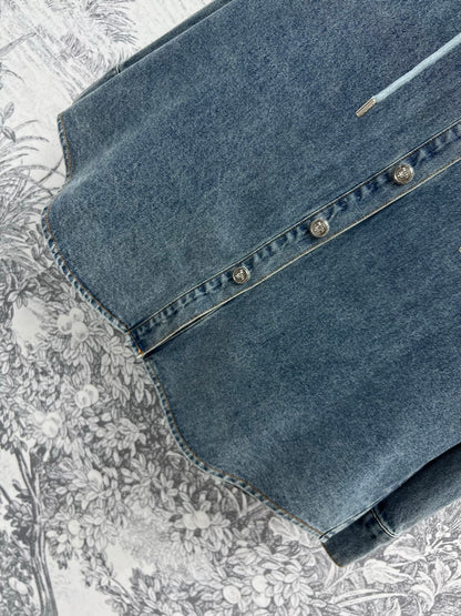 Prada 25 Hooded Denim Jacket Blue Cotton