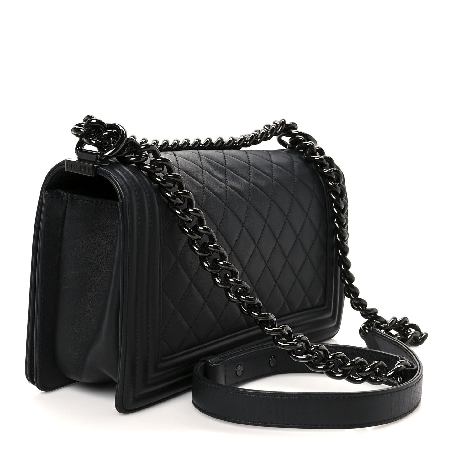 Calfskin Quilted Medium Boy Flap So Black