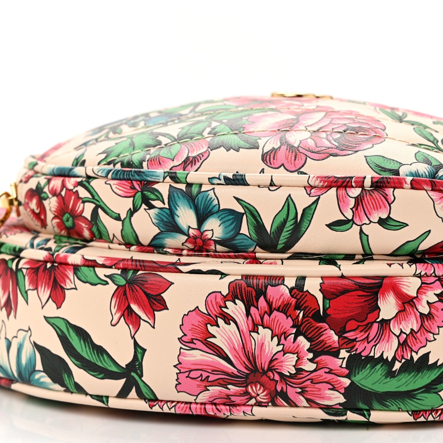 Matelasse Diagonal Brit Roses Print Mini Interlocking G Heart Shoulder Bag Multicolor